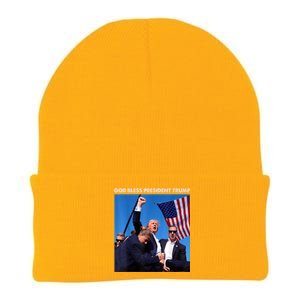 God Bless President Trump Shooting At Donald Trump Rally Gift Knit Cap Winter Beanie