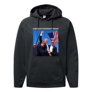 God Bless President Trump Shooting At Donald Trump Rally Gift Performance Fleece Hoodie