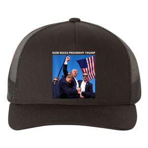 God Bless President Trump Shooting At Donald Trump Rally Gift Yupoong Adult 5-Panel Trucker Hat