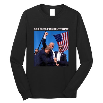 God Bless President Trump Shooting At Donald Trump Rally Gift Long Sleeve Shirt