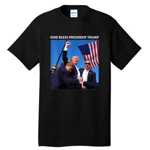 God Bless President Trump Shooting At Donald Trump Rally Gift Tall T-Shirt