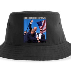 God Bless President Trump Shooting At Donald Trump Rally Gift Sustainable Bucket Hat