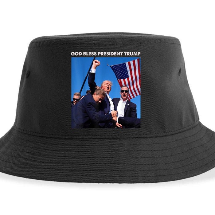 God Bless President Trump Shooting At Donald Trump Rally Gift Sustainable Bucket Hat