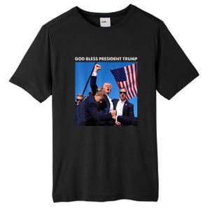 God Bless President Trump Shooting At Donald Trump Rally Gift Tall Fusion ChromaSoft Performance T-Shirt