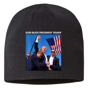 God Bless President Trump Shooting At Donald Trump Rally Gift Sustainable Beanie