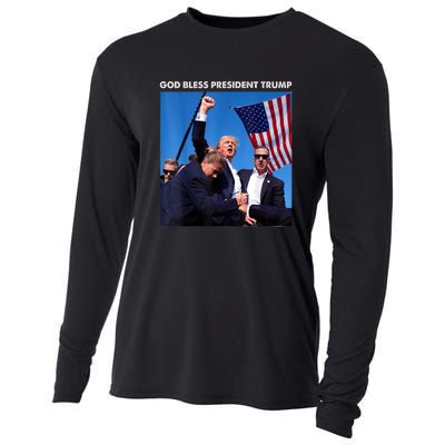 God Bless President Trump Shooting At Donald Trump Rally Gift Cooling Performance Long Sleeve Crew