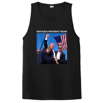 God Bless President Trump Shooting At Donald Trump Rally Gift PosiCharge Competitor Tank