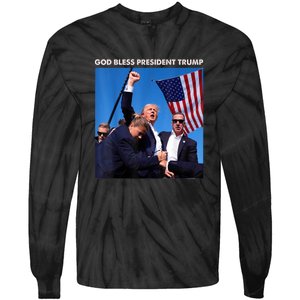 God Bless President Trump Shooting At Donald Trump Rally Gift Tie-Dye Long Sleeve Shirt