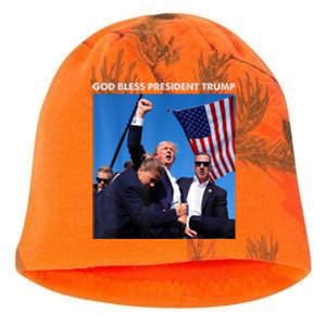 God Bless President Trump Shooting At Donald Trump Rally Gift Kati - Camo Knit Beanie