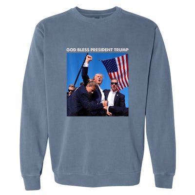 God Bless President Trump Shooting At Donald Trump Rally Gift Garment-Dyed Sweatshirt