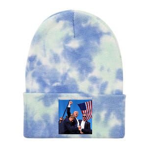 God Bless President Trump Shooting At Donald Trump Rally Gift Tie Dye 12in Knit Beanie