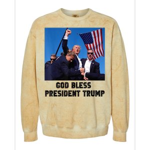 God Bless President Trump Donald Trump 2024 Colorblast Crewneck Sweatshirt