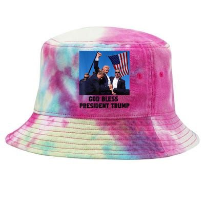 God Bless President Trump Donald Trump 2024 Tie-Dyed Bucket Hat