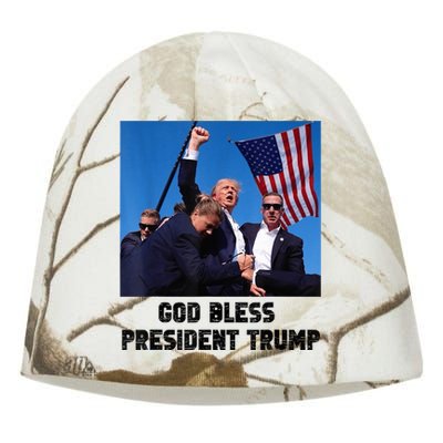 God Bless President Trump Donald Trump 2024 Kati - Camo Knit Beanie