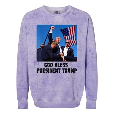 God Bless President Trump Donald Gift Trump 2024 Colorblast Crewneck Sweatshirt