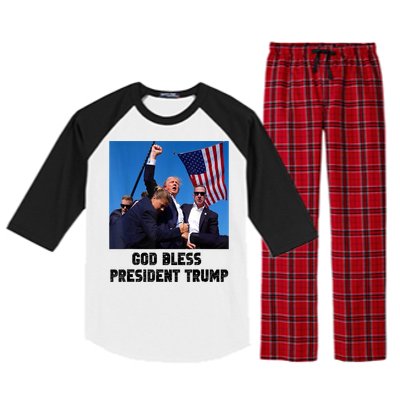 God Bless President Trump Donald Gift Trump 2024 Raglan Sleeve Pajama Set