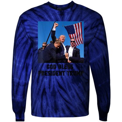 God Bless President Trump Donald Gift Trump 2024 Tie-Dye Long Sleeve Shirt