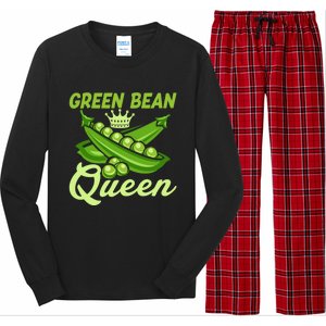 Green Bean Queen Funny Veganism Veggie Gift Long Sleeve Pajama Set