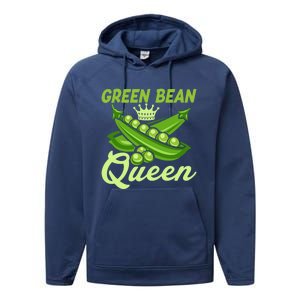 Green Bean Queen Funny Veganism Veggie Gift Performance Fleece Hoodie