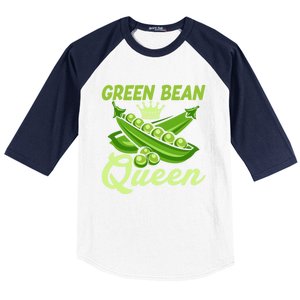 Green Bean Queen Funny Veganism Veggie Gift Baseball Sleeve Shirt