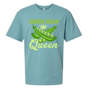 Green Bean Queen Funny Veganism Veggie Gift Sueded Cloud Jersey T-Shirt