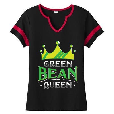 Green Bean Queen Artwork Vegan Gift Ladies Halftime Notch Neck Tee