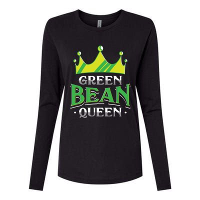 Green Bean Queen Artwork Vegan Gift Womens Cotton Relaxed Long Sleeve T-Shirt