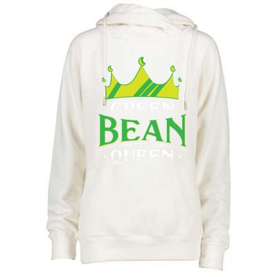 Green Bean Queen Artwork Vegan Gift Womens Funnel Neck Pullover Hood