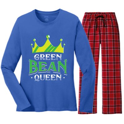 Green Bean Queen Artwork Vegan Gift Women's Long Sleeve Flannel Pajama Set 