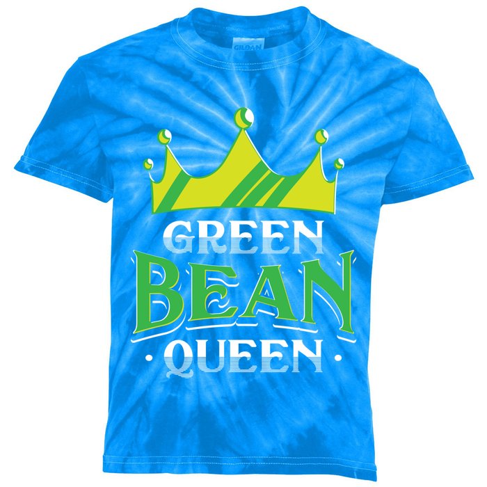 Green Bean Queen Artwork Vegan Gift Kids Tie-Dye T-Shirt