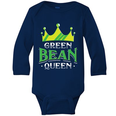 Green Bean Queen Artwork Vegan Gift Baby Long Sleeve Bodysuit