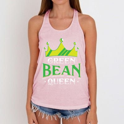 Green Bean Queen Artwork Vegan Gift Women's Knotted Racerback Tank