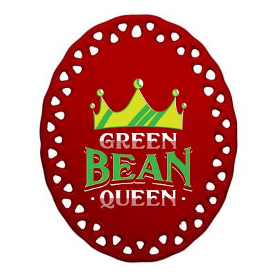 Green Bean Queen Artwork Vegan Gift Ceramic Oval Ornament