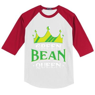 Green Bean Queen Artwork Vegan Gift Kids Colorblock Raglan Jersey