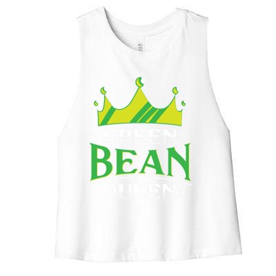 Green Bean Queen Artwork Vegan Gift Women's Racerback Cropped Tank