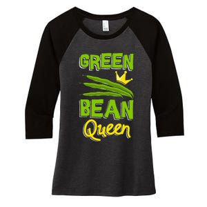 Green Bean Queen String Beans Vegetarian Vegan Women's Tri-Blend 3/4-Sleeve Raglan Shirt