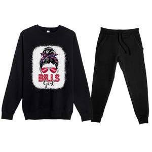 Girl B.I.L.L.S Retro Messy Bun Fan Team Premium Crewneck Sweatsuit Set