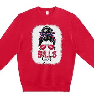 Girl B.I.L.L.S Retro Messy Bun Fan Team Premium Crewneck Sweatshirt