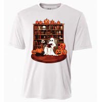 Ghost Book Reading Teacher Halloween Librarian Book Lovers Cooling Performance Crew T-Shirt