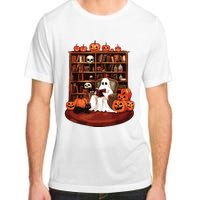 Ghost Book Reading Teacher Halloween Librarian Book Lovers Adult ChromaSoft Performance T-Shirt