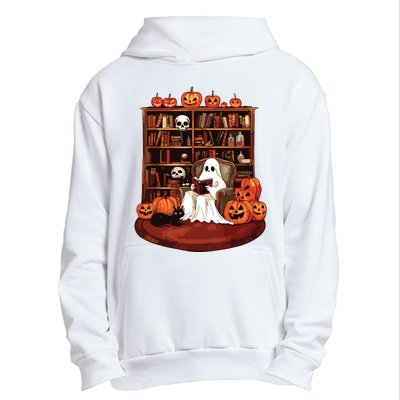 Ghost Book Reading Teacher Halloween Librarian Book Lovers Urban Pullover Hoodie