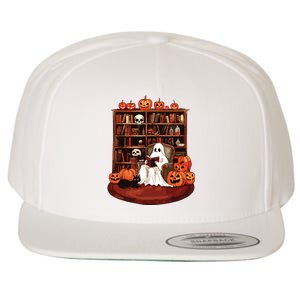 Ghost Book Reading Teacher Halloween Librarian Book Lovers Wool Snapback Cap