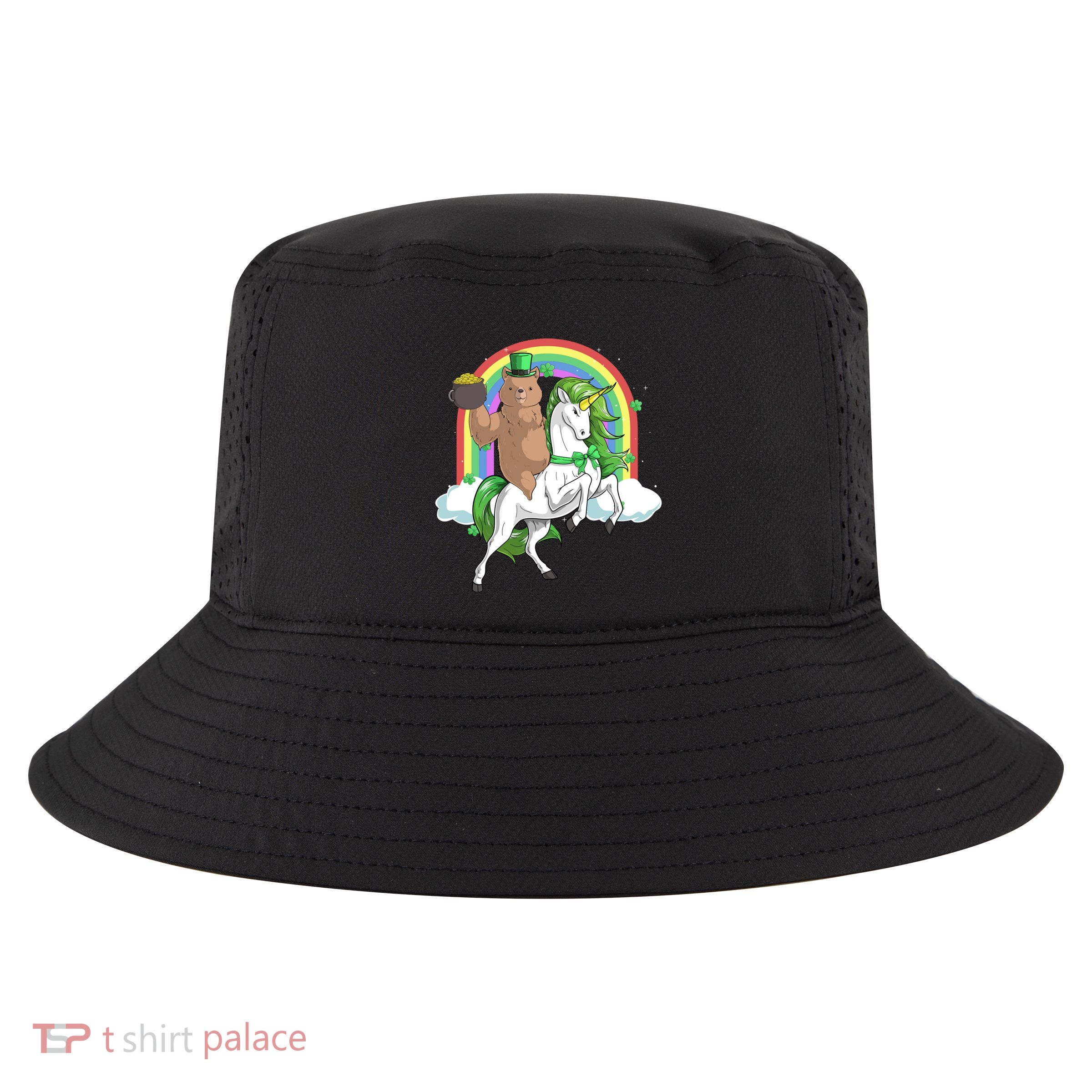 Grizzly Bear Riding Lepricorn Unicorn Gift St Patricks Day Funny Gift Cool Comfort Performance Bucket Hat