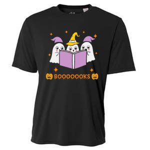 Ghost Book Reading Halloween Teacher Books Lover Cooling Performance Crew T-Shirt