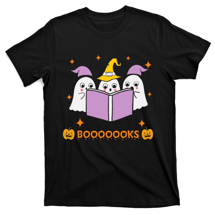 Ghost Book Reading Halloween Teacher Books Lover T-Shirt