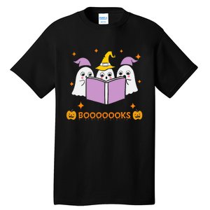 Ghost Book Reading Halloween Teacher Books Lover Tall T-Shirt