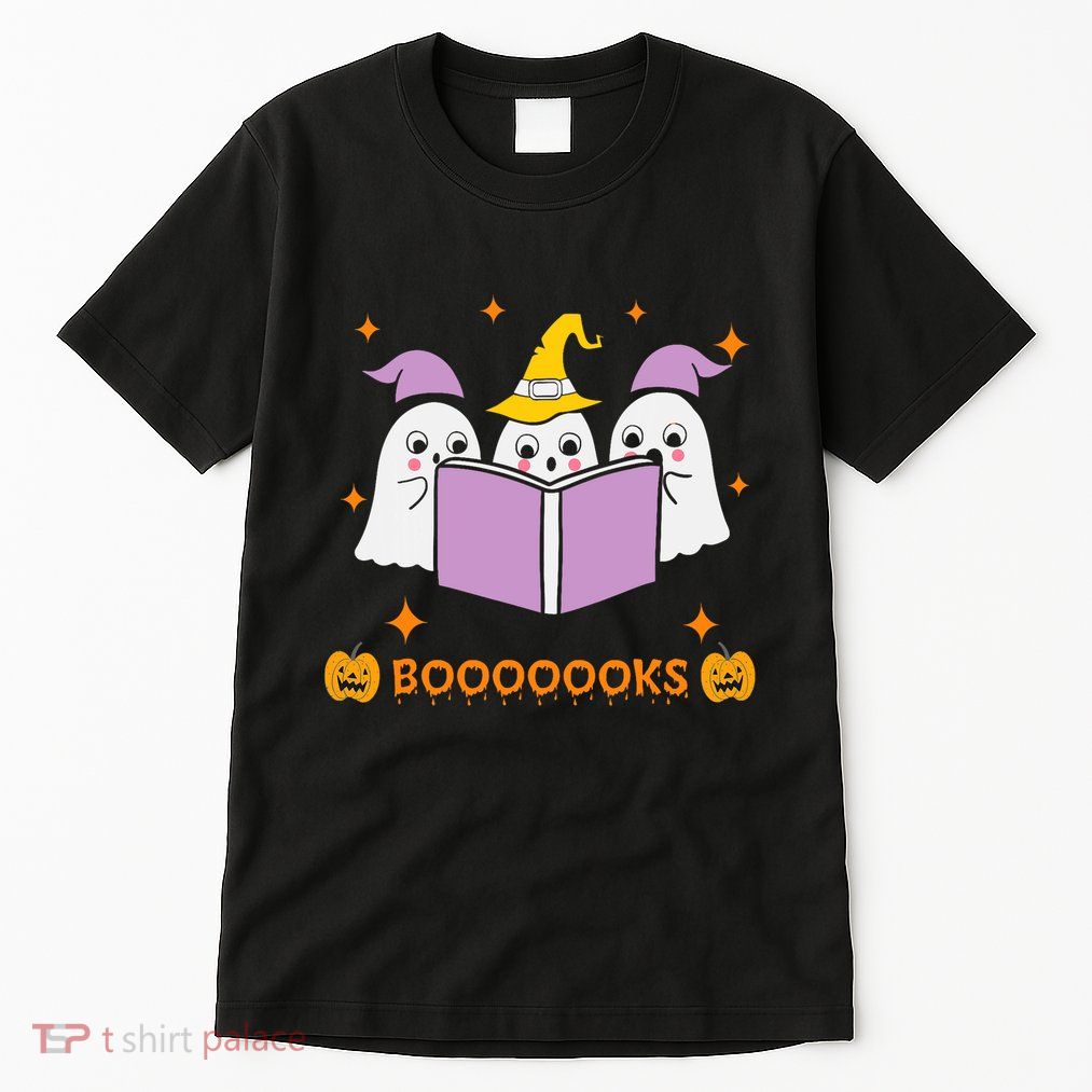 Ghost Book Reading Halloween Teacher Books Lover Tall T-Shirt