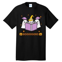 Ghost Book Reading Halloween Teacher Books Lover Tall T-Shirt