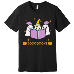 Ghost Book Reading Halloween Teacher Books Lover Premium T-Shirt