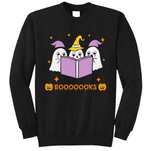 Ghost Book Reading Halloween Teacher Books Lover Tall Sweatshirt